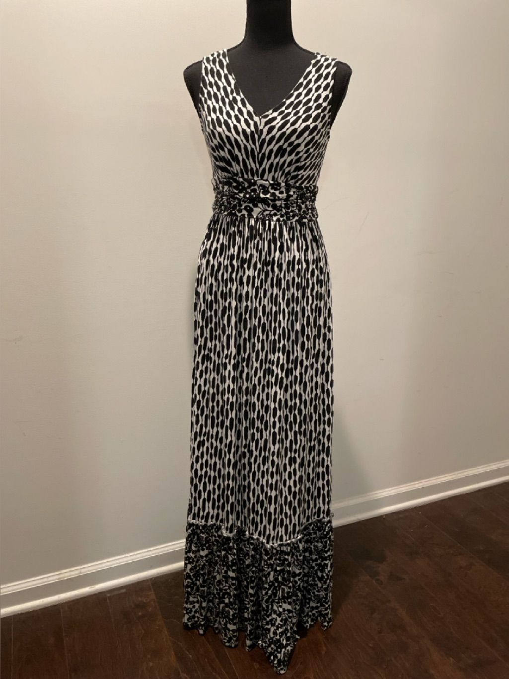 Tracy Reese At Anthropologie Seacoast Maxi Dress Size S Black White Boho Flowy